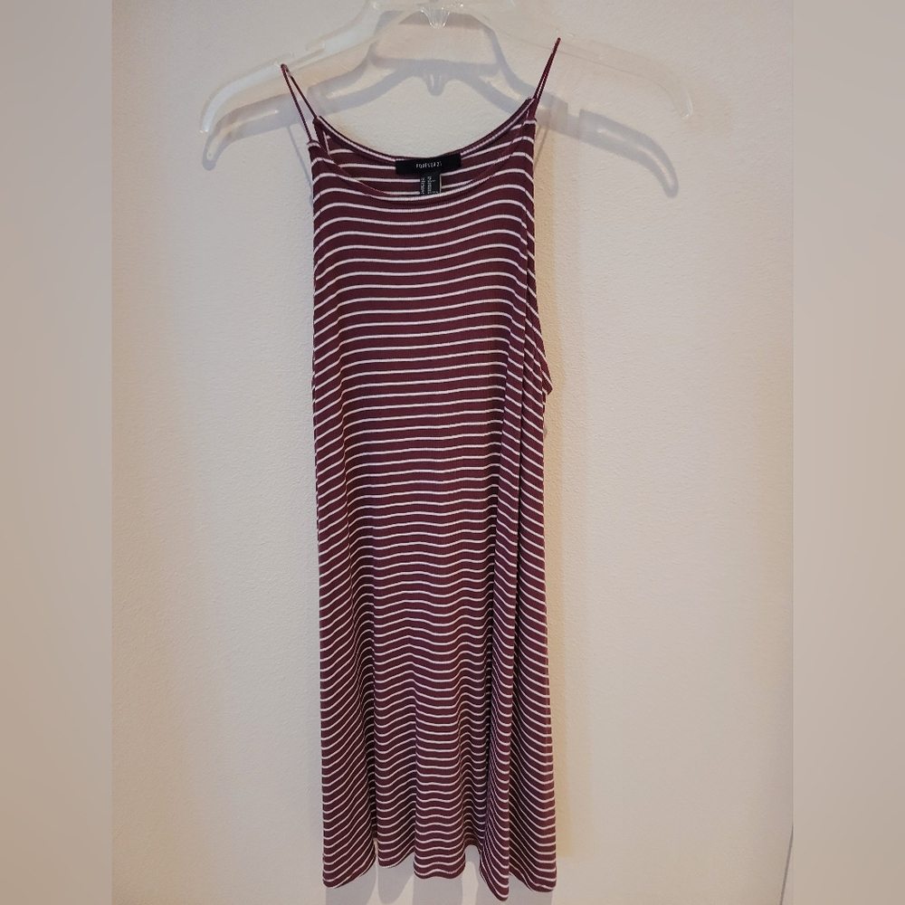 Forever 21 Burgundy Striped Midi Dress